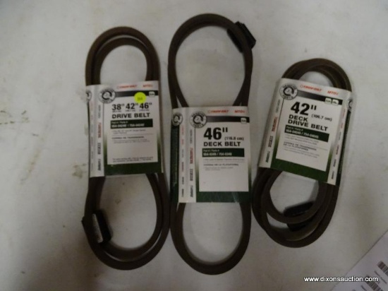 (R6) TROY-BILT DRIVE BELTS; 3 PIECE LOT TO INCLUDE ONE 46 IN DECK BELT (PRODUCT NO. 954-0349), ONE