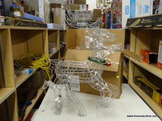 (R6) NORTHLIGHT REINDEER DECORATION; PRE-LIT GLITTERED PRANCING REINDEER CHRISTMAS LAWN