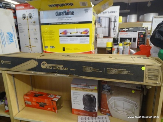 (R6) LITHONIA LIGHTING LED LIGHT; 4 FT CEILING LED LIGHT FIXTURE. 32 WATT T8 FLUORESCENT. PRODUCT