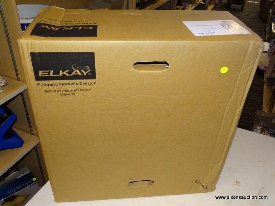 (R6) ELKAY SINK; ELKAY LUSTERTONE LR17223 SINGLE BOWL TOP MOUNT STAINLESS STEEL SINK. PRODUCT NO.