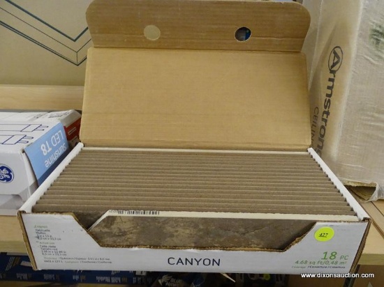 (R7) STYLE SELECTIONS PORCELAIN TILES; 18 PIECE SET OF 3 IN X 13 IN CANYON TILES, ESPRESSO IN COLOR.