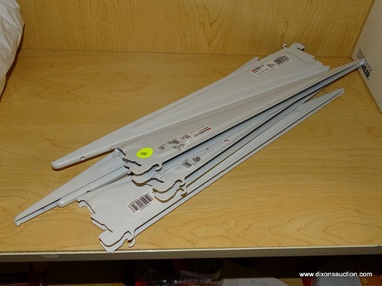 (R7) 6 PIECE LOT OF CLOSETMAID 16 IN SHELF TRACK BRACKET SUPPORTS, WHITE IN COLOR.