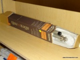 (R9) ALLEN + ROTH DRAPERY ROD WITH A BRUSHED NICKEL FINISH AND GLASS FINIALS. ADJUSTABLE LENGTH 36