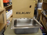 (R9) ELKAY TOP MOUNT SINGLE BOWL KITCHEN SINK WITH 4 FAUCET HOLES AND 20-GAUGE STAINLESS STEEL.