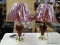 (R3) PAIR OF ORE INTERNATIONAL TABLE LAMPS; SET OF 2 BURGUNDY AND BRASS, VASE SHAPE TABLE LAMPS WITH