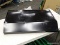 (R3) BLACK RANGE HOOD. HAS 2 FAN SETTINGS AND 1 LIGHT SETTING. HAS SOME DENTS.