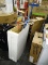 (R2) WHITE FINISHED 9 IN WOODEN CABINET AND CONTENTS; 6 PIECE LOT TO INCLUDE A 9 IN X 25 IN X 34.5