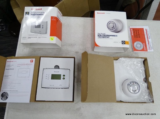 (R3) HONEYWELL THERMOSTATS; 2 PIECE LOT TO INCLUDE A PROGRAMMABLE THERMOSTAT (RTH221B) AND THE ROUND