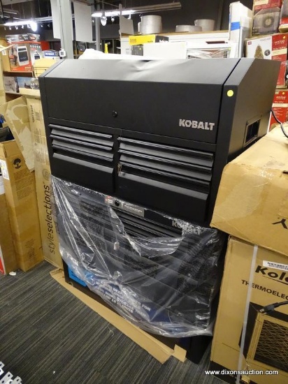 (R2) KOBALT 12 BALL-BEARING DRAWER STEEL TOOL CHEST & CART COMBINATION, BLACK IN COLOR. MODEL NO.