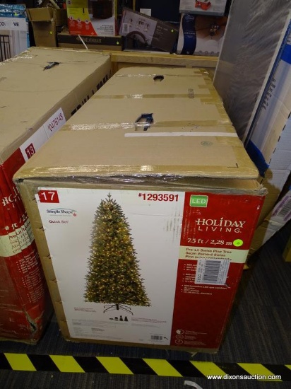 (R1) HOLIDAY LIVING 7.5-FT PRE-LIT PINE SLIM ARTIFICIAL CHRISTMAS TREE WITH 800 COLOR CHANGING LED