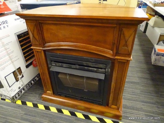 (R2) KOZYWORLD THE BELMONT, COMPACT, VENT-FREE, NATURAL GAS/PROPANE FIREPLACE WITH A CHERRY FINISH.