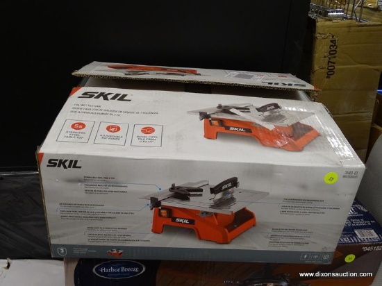 (R2) SKIL 7-IN WET TABLETOP TILE SAW WITH A STAINLESS STEEL TOP. MODEL NO. 3540-01. COMES IN OPENED