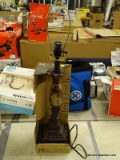 (R3) ALLEN + ROTH 3-WAY SWITCH BRONZE RESIN TABLE LAMP BASE. MEASURES 5.75 IN X 5.75 IN X 20 IN.