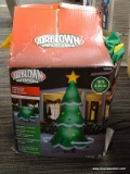 (R3) GEMMY AIRBLOWN INFLATABLE ANIMATED CHRISTMAS TREE. MEASURES 10 FT TALL. HAS A HOLE IN IT.