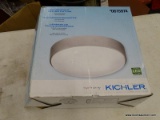 (R3) KICHLER MODERN FLUSH MOUNT 14 IN CEILING FIXTURE WITH A BRUSHED NICKEL FINISH AND MISSING THE