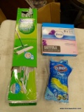 (R3) LOT OF ASSORTED CLEANING SUPPLIES; 3 PIECE LOT TO INCLUDE A SWIFFER DRY + WET SWEEPING KIT WITH