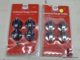 (R3) LOT OF SMART CHOICE UNIVERSAL RANGE KNOBS; 2 PIECE LOT TO INCLUDE A PACK OF 4 KNOBS WITH A