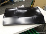 (R3) BLACK RANGE HOOD. HAS 2 FAN SETTINGS AND 1 LIGHT SETTING. HAS SOME DENTS.