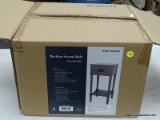(R3) THE ERYN ACCENT TABLE; WOODEN END TABLE WITH A GRAY WASH FINISH, A SINGLE DRAWER, A LOWER