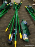 (R6) 5 PACK OF QUICKIE PUSH BROOMS; 18 IN QUICKIE BULLDOZER PUSH BROOMS, GREEN AND YELLOW IN COLOR.
