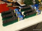(R8) PACK OF QUICKIE PUSH BROOM HEADS; 18 IN QUICKIE BULLDOZER PUSH BROOM HEADS, GREEN AND YELLOW IN