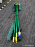 (R8) 5 PACK OF QUICKIE PUSH BROOMS; 18 IN QUICKIE BULLDOZER PUSH BROOMS, GREEN AND YELLOW IN COLOR.