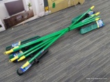 (R9) 5 PACK OF QUICKIE PUSH BROOMS; 18 IN QUICKIE BULLDOZER PUSH BROOMS, GREEN AND YELLOW IN COLOR.