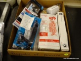 (R10) TRAY LOT OF ASSORTED HOUSEWARES AND APPLIANCE FIXTURES; 9 PIECE LOT TO INCLUDE A HAMPTON DOOR