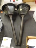 (R10) PORTFOLIO PATH LIGHTS; PORTFOLIO 2-LIGHT BRONZE LED PATH LIGHT KIT WITH TEXTURED GLASS SHADES.