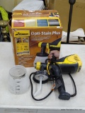 (R11) WAGNER HANDHELD STAIN SPRAYER; WAGNER OPTI-STAIN PLUS HANDHELD HVLP PAINT SPRAYER WITH A 28 OZ