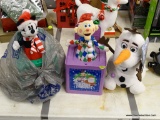 (R11) SET OF CHRISTMAS TOYS; THREE PIECE SET OF TWO GEMMY HOLIDAY JACK IN THE BOXES; ONE WITH