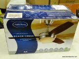 (R11) HARBOR BREEZE CEILING FAN; HARBOR BREEZE BEACH CREEK 44-IN BRUSHED NICKEL LED INDOOR CEILING