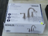 (R11) KOHLER FAUCET; LILYFIELD BRUSHED NICKEL 2-HANDLE WIDESPREAD BATHROOM SINK FAUCET WITH DRAIN.