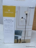 (R12) PORTFOLIO FLOOR LAMP WITH READING LIGHT; 71-IN BLACK TORCHIERE WITH READING LIGHT FLOOR LAMP.