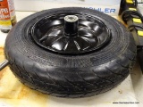 (R12) SPARE WHEELBARROW WHEEL; 4.80 X 4.00-8 REPLACEMENT TIRE AND RIM FOR WHEELBARROW, MEASURES 6 IN