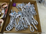(R12) TRAY LOT OF EYE BOLTS AND TURNBUCKLES; 42 PIECE TRAY LOT TO INCLUDE FOUR NATIONAL HARDWARE 1/2