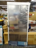 (R1) GRISHAM WHITE STEEL FRAME SLIDING PATIO SCREEN DOOR. MEASURES 36 IN X 80.75 IN. COMES IN