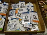 (R12) TRAY LOT OF HOOKS, ANCHORS, SNAPS, LINKS, AND SHACKLES; 24 PIECE LOT TO INCLUDE BLUE HAWK