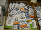(R12) TRAY LOT OF HOOKS, ANCHORS, CLEATS, QUICK LINKS, AND SHACKLES; 47 PIECE LOT TO INCLUDE BLUE