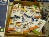 (R12) TRAY LOT OF SNAP HOOKS, SHACKLES, AND S-HOOKS; 46 PIECE LOT TO INCLUDE BLUE HAWK SWIVEL SNAP