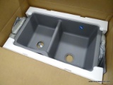 (R1) FRANKE ELLIPSE 33 IN X 21.75 IN SHADOW GREY DOUBLE OFFSET BOWL UNDERMOUNT