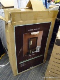 (R2) ALLEN + ROTH SURFACE MOUNT MEDICINE CABINET WITH 3 GLASS SHELVES AND A BEVELED EDGE MIRROR.