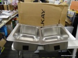 (R2) ELKAY DOUBLE OFFSET BOWL DROP-IN OR UNDERMOUNT 2-HOLE RESIDENTIAL KITCHEN SINK WITH A SATIN
