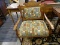 OAK, VICTORIAN LADIES ARMCHAIR; WOODEN ARMCHAIR, HAS BEEN STRIPPED, REFINISHED AND REUPHOLSTERED