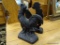VIRGINIA METALCRAFTERS ROOSTER BOOKENDS; CAST IRON ROOSTER SHAPED BOOKENDS PAINTED BLACK. HALLMARKED