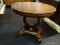 EMPIRE MAHOGANY LAMP TABLE; WOODEN OVAL SHAPED LAMP TABLE WITH A U SHAPED PEDESTAL BASE WITH