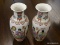 PAIR OF HAND PAINTED, ORIENTAL 8.5 IN VASES.