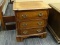 PENNSYLVANIA HOUSE CHIPPENDALE NIGHTSTAND; BOW FRONT, 3 DRAWER, WOODEN NIGHT STAND WITH CHIPPENDALE