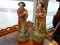 PAIR OF GEISHA FIGURINES; HANDPAINTED, ORIENTAL, PORCELAIN GEISHA GIRL FIGURINES WITH WAVES AT THE