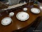 RMS TITANIC PROP RECREATION CHINA; 7 PIECE LOT TO INCLUDE A DINNER PLATE, 2 SOUP BOWLS, 2 TEA CUPS,